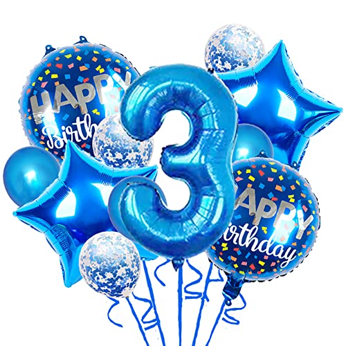Luftballons 3. Geburtstag Blau, Geburtstagsdeko Jungs Mädchen 3 Jahr, Happy Birthday Folienballon, Deko 3 Geburtstag Mädchen, Riesen Folienballon Zahl 3, Ballon 3 Deko zum Geburtstag von Chaungfu