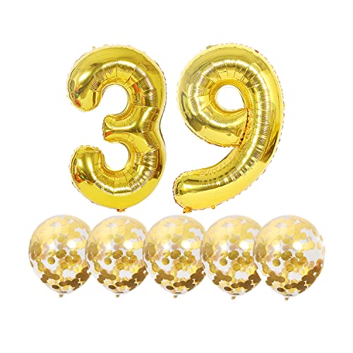 Luftballons 39. Geburtstag Gold Luftballon Zahlen Number 39 Folienballon, Deko 39 Geburtstag Mädchen, Riesenzahl Zahlenballon 40 inch für Geburtstag, Jubiläum,Hochzeit Party Dekoration von Chaungfu