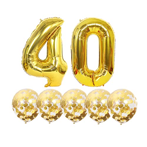 Luftballons 40. Geburtstag Gold Luftballon Zahlen Number 40 Folienballon, Deko 40 Geburtstag Mädchen, Riesenzahl Zahlenballon 40 inch für Geburtstag, Jubiläum,Hochzeit Party Dekoration von Chaungfu