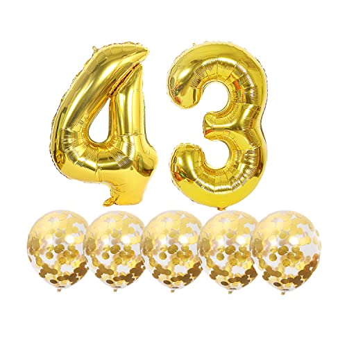 Luftballons 43. Geburtstag Gold Luftballon Zahlen Number 43 Folienballon, Deko 43 Geburtstag Mädchen, Riesenzahl Zahlenballon 40 inch für Geburtstag, Jubiläum,Hochzeit Party Dekoration von Chaungfu