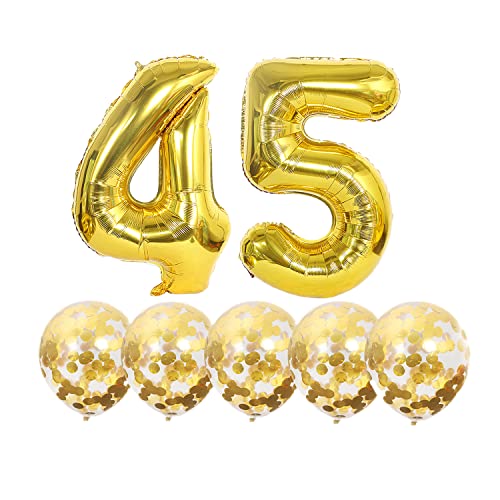 Luftballons 45. Geburtstag Gold Luftballon Zahlen Number 45 Folienballon, Deko 45 Geburtstag Mädchen, Riesenzahl Zahlenballon 40 inch für Geburtstag, Jubiläum,Hochzeit Party Dekoration von Chaungfu
