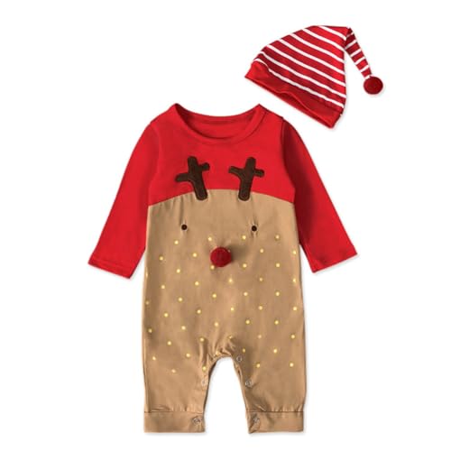 Chavisenty Baby-Weihnachtskleidung, Winter-Baby-Strampler, Overall für Kinder, Neugeborene, Kleidung, Cosplay, WeihnachtskostüM, 90 von Chavisenty