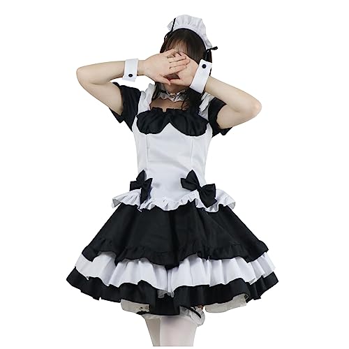 Chdirnely Maid Dress Cosplay Halloween Set, Damen Deutsches Bier Oktoberfest Outfit Maid Cosplay Maid Halloween Kostüm Frauen Anime Cosplay Outfit von Chdirnely
