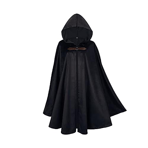 Damen Mittelalter Kapuzenumhang Kapuzenumhang mit Knopf Langer Umhang Retro Kleidung Cosplay Vintage Mittelalter Gothic Umhang Halloween Party Umhang Übergröße, Schwarz , XXX-Large Damen Mittelalter Kapuzenumhang Kapuzenumhang mit Knopf Langer Umhang Retro Kleidung Cosplay Vintage Mittelalter Gothic Umhang Halloween Party Umhang Übergröße, Schwarz , XXX-Large von Chdirnely