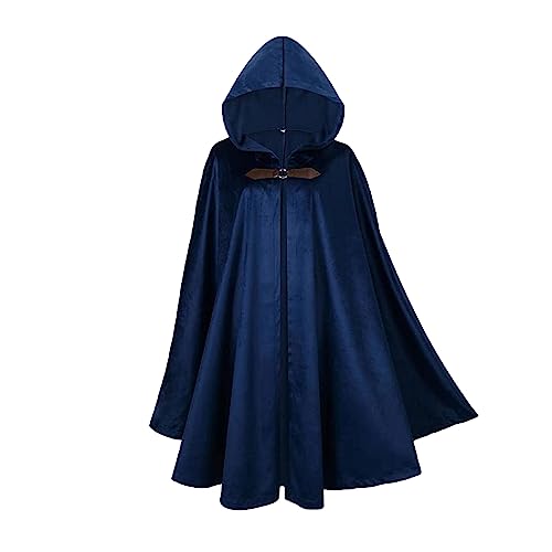 Chdirnely Damen Mittelalterlicher Kapuzenumhang mit Knopf, Langer Umhang, Retro-Kleidung, Cosplay, Vintage, Mittelalter, Gothic, Halloween, Party, Umhang, Übergröße, blau, 36 Chdirnely Damen Mittelalterlicher Kapuzenumhang mit Knopf, Langer Umhang, Retro-Kleidung, Cosplay, Vintage, Mittelalter, Gothic, Halloween, Party, Umhang, Übergröße, blau, 36 von Chdirnely