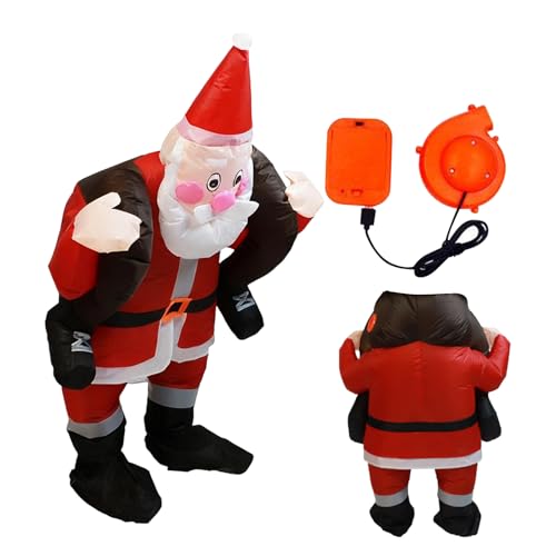Chdnhe Aufblasbare Weihnachtsmann Kostüm | Cosplay Overall für die winterlichen Feiertage,Aufblasbarer Anzug Weihnachts Overall,Für Winterliche Festpartys Familientreffen Veranstaltungen Aufführungen von Chdnhe
