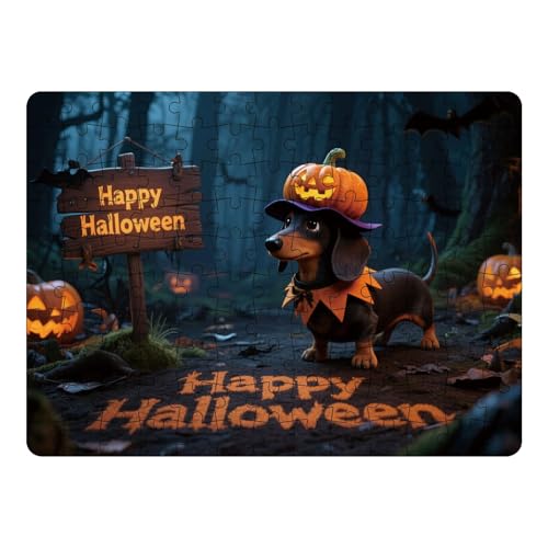 Chdnhe Halloween Puzzle | 130 Teile Puzzles Für Kinder Mit Kürbissen Und Tieren Motiven,Spielspaß für Halloween Deko und Aktivitäten mit Kindern Erwachsenen Familien Gesellschaftsspiel von Chdnhe