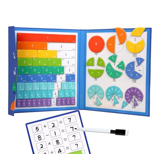Chdnhe Magnetische Bruchrechenplättchen | Magnetisches Bruchrechenbrett | Mathematik Lernspiel Bausteine für Kinder von 6 bis 12 Jahren | Pädagogisches Lehrmittel für Kinder, Zuhause und Klassenzimmer von Chdnhe