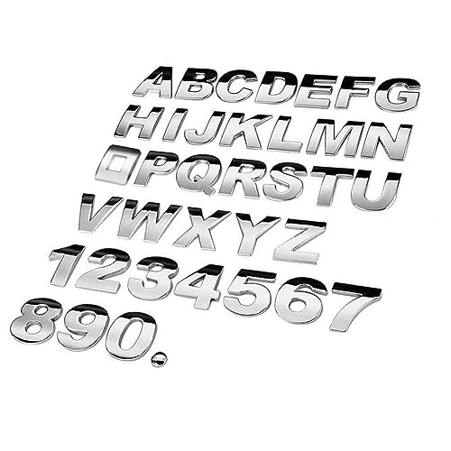 (A-Z, 0-9) 45mm Autoaufkleber 3D DIY Metall Buchstaben Aufkleber Emblem Buchstabe Silber Abzeichen Dekoration Auto Chrom Logo Design (Farbe: K) von CheJooe