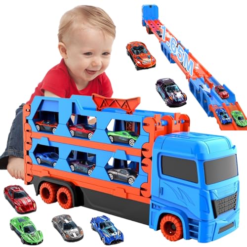 6 Rennautos Transporter Fahrzeug Spielzeug Set für Kinder,Transport Truck Spielzeugautos für Jungen im Alter von 3, 4, 5, 6 Mini-Auto-Modelle Spielpreise für Kinder Jungen von Chedin