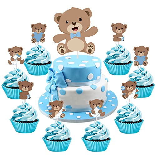 25 Stück Bär-Baby-Party-Kuchenaufsätze mit Bären-Motiv, Doppelseitiger Druck mit Bären-Motiv, Braun von Cheereveal