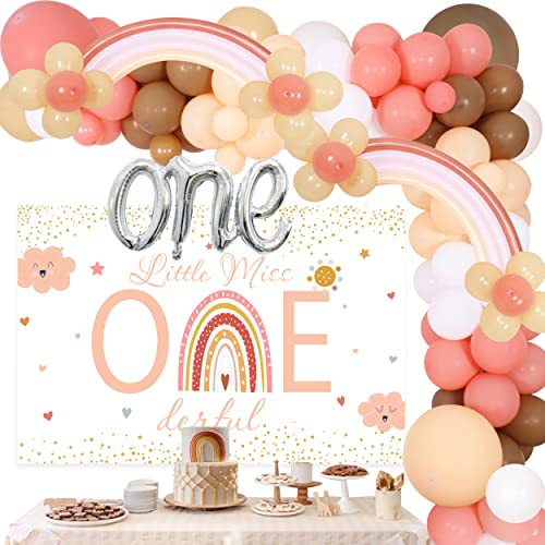 Cheereveal Boho Regenbogen 1. Geburtstag Dekorationen, böhmische Regenbogen Ballon Girlande Kit Boho Regenbogen Ein Hintergrund für Mädchen Erste Geburtstag Party Supplies von Cheereveal