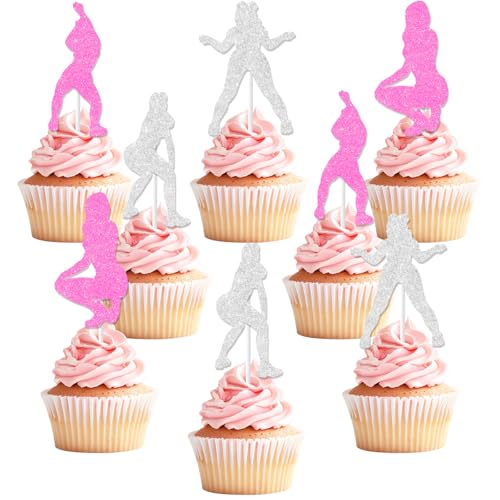 Cheereveal 24 PCS Twerk Cupcake Topper Hot Pink Und Silber für Mädchen Frau, Pole Dance Glitter Cupcake, Twerk It Dance Night Out Thema Bachelorette Geburtstag Braut Dusche Dekorationen Cheereveal 24 PCS Twerk Cupcake Topper Hot Pink Und Silber für Mädchen Frau, Pole Dance Glitter Cupcake, Twerk It Dance Night Out Thema Bachelorette Geburtstag Braut Dusche Dekorationen von Cheereveal