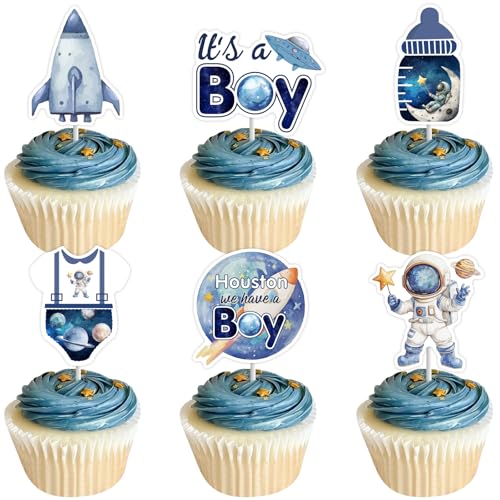 Cheereveal 36pcs Blau Outer Space Baby Shower Cupcake Toppers, Houston Wir Haben Ein Junge Kuchen Dekorationen, Planet Rocket Cupcake Picks, Astronaut Universum Thema Geburtstagsparty Zubehör Cheereveal 36pcs Blau Outer Space Baby Shower Cupcake Toppers, Houston Wir Haben Ein Junge Kuchen Dekorationen, Planet Rocket Cupcake Picks, Astronaut Universum Thema Geburtstagsparty Zubehör von Cheereveal