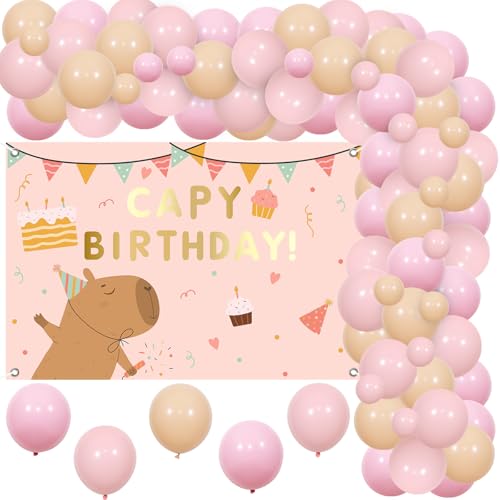 Cheereveal Capybara Geburtstagsfeier Dekorationen, süße Cartoon Capybara Capy Geburtstag Hintergrund Ballon Girlande Kit, Tiere Themenparty Hintergrund Zubehör für Mädchen Cheereveal Capybara Geburtstagsfeier Dekorationen, süße Cartoon Capybara Capy Geburtstag Hintergrund Ballon Girlande Kit, Tiere Themenparty Hintergrund Zubehör für Mädchen von Cheereveal