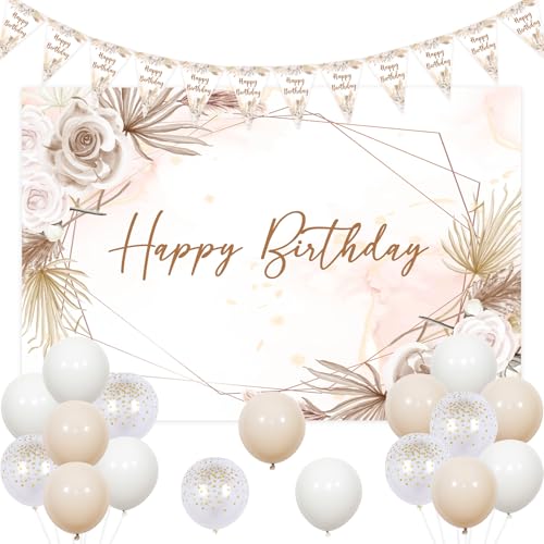 Cheereveal Happy Birthday Dekorationen Sandweiß, Boho Happy Birthday Hintergrund Banner, Happy Birthday Dreieck Flagge, 16., 18., 21., 30., 40., 50. Geburtstag, Partyzubehör für Mädchen und Frauen Cheereveal Happy Birthday Dekorationen Sandweiß, Boho Happy Birthday Hintergrund Banner, Happy Birthday Dreieck Flagge, 16., 18., 21., 30., 40., 50. Geburtstag, Partyzubehör für Mädchen und Frauen von Cheereveal