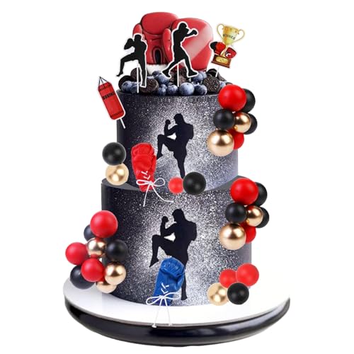 Cheereveal Kuchendekorationen mit Boxmotiv – Rot / Schwarz Sportthema Kuchen Cupcake Topper, Box-Thema, Geburtstagsparty, Babyparty, Foto-Requisiten Cheereveal Kuchendekorationen mit Boxmotiv – Rot / Schwarz Sportthema Kuchen Cupcake Topper, Box-Thema, Geburtstagsparty, Babyparty, Foto-Requisiten von Cheereveal