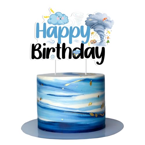 Cheereveal Tornado Geburtstag Kuchen Topper, Blau und Schwarz Twonado Fournado Geburtstag Kuchen Topper für Jungen, Wetter Sturm Thema Bday Baby Shower Party Dekorationen Zubehör Cheereveal Tornado Geburtstag Kuchen Topper, Blau und Schwarz Twonado Fournado Geburtstag Kuchen Topper für Jungen, Wetter Sturm Thema Bday Baby Shower Party Dekorationen Zubehör von Cheereveal