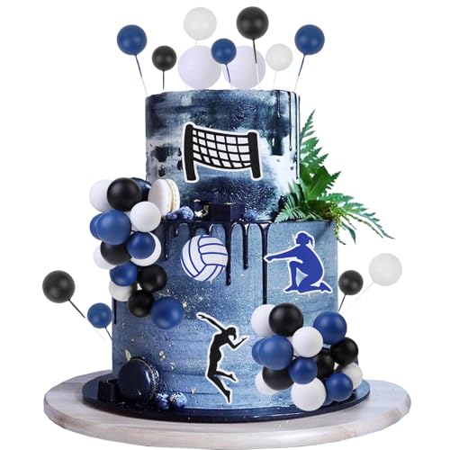 Cheereveal Volleyball-Kuchen-Figuren Dekorationen – Sport-Thema-Kuchen-Cupcake-Topper, weißes Volleyball-Thema, Geburtstagsparty, Babyparty, Foto-Requisiten Cheereveal Volleyball-Kuchen-Figuren Dekorationen – Sport-Thema-Kuchen-Cupcake-Topper, weißes Volleyball-Thema, Geburtstagsparty, Babyparty, Foto-Requisiten von Cheereveal
