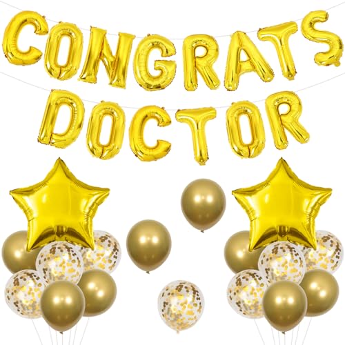 Cheereveal Doktor Graduation Dekorationen, Gold Congrats Doctor Balloons Banner, Star Foil Balloons, Doctor Nurse Class of 2024, Future Doctor, Medical School Graduation Party Supplies von Cheereveal