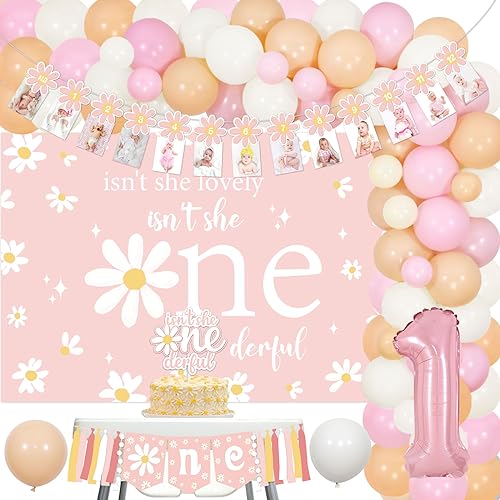 Gänseblümchen 1. Geburtstag Dekorationen Mädchen - Ist sie nicht schön ist sie nicht Onederful Backdrop Kuchen Topper mit Gänseblümchen Ballon Girlande Bogen Kit, Boho Hippie Baby Girl First Bday Gänseblümchen 1. Geburtstag Dekorationen Mädchen - Ist sie nicht schön ist sie nicht Onederful Backdrop Kuchen Topper mit Gänseblümchen Ballon Girlande Bogen Kit, Boho Hippie Baby Girl First Bday von Cheereveal