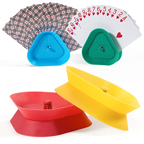 Cheerhom 4 Stück Kinderspielkartenhalter, Kinderkartenhalter, Spielkartenhalter, Dreieckiger Spielkartenhalter, Kartenhalter Spielkarten für Senioren und Kinder von Cheerhom