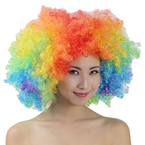 Cheerlife Perücke Clown Perücke Halloween Fasching Karneval Locken Hair Bunt Explosion des Kopfes hochwertige Cosplay Perücke Bunt von Cheerlife