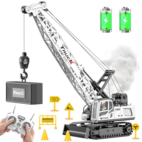 Cheffery Ferngesteuert Kran Spielzeug, 1:16 RC Kran mit 13 Kanälen, 2,4G Kranspielzeug mit Lichter Sprühnebel Realistische Soundeffekte, Großer Kräne Baufahrzeuge Geschenke für Kinder 6+ Jahre (Weiß) Cheffery Ferngesteuert Kran Spielzeug, 1:16 RC Kran mit 13 Kanälen, 2,4G Kranspielzeug mit Lichter Sprühnebel Realistische Soundeffekte, Großer Kräne Baufahrzeuge Geschenke für Kinder 6+ Jahre (Weiß) von Cheffery