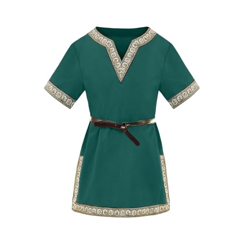 Chejarity Karneval Unisex Tunika Authentisch Bequem Oberteil Gürtel Kurzarm Kostüm Mittelalter Historisch Bortenverzierung V-Ausschnitt Mittelalterhemd für Mittelaltermarkt Chejarity Karneval Unisex Tunika Authentisch Bequem Oberteil Gürtel Kurzarm Kostüm Mittelalter Historisch Bortenverzierung V-Ausschnitt Mittelalterhemd für Mittelaltermarkt von Chejarity