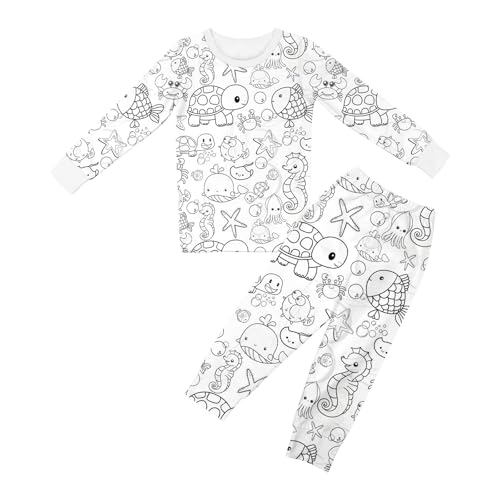 Chejarity Pyjama für Kinder zum Ausmalen – DIY Handbemaltes Homewear-Set, Cartoon-Druck, Langarm-Schlafanzug mit Hose, Weißes Freizeit-Pyjama-Set Chejarity Pyjama für Kinder zum Ausmalen – DIY Handbemaltes Homewear-Set, Cartoon-Druck, Langarm-Schlafanzug mit Hose, Weißes Freizeit-Pyjama-Set von Chejarity