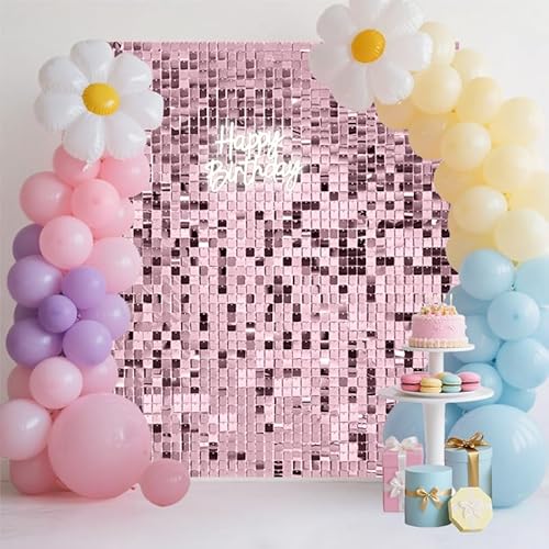 36 Stück rosa schimmernde Pailletten-Wandhintergründe, 36 quadratische Glitzerpaneele für Party, Hochzeit und Geburtstag, glitzernder Foto-Hintergrund mit reflektierendem Effekt 36 Stück rosa schimmernde Pailletten-Wandhintergründe, 36 quadratische Glitzerpaneele für Party, Hochzeit und Geburtstag, glitzernder Foto-Hintergrund mit reflektierendem Effekt von Cheloment