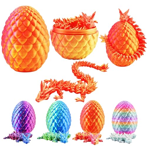 Cheloveer 3D Drache im Ei 35cm 3D Drucker Drache Home Office Dekor Executive Schreibtisch Spielzeug 3D Drachen Drachenei mit Drache für Kinder Erwachsene （Rotgold）-L von Cheloveer