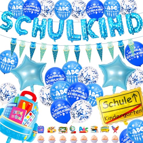 Cheloveer Einschulung Deko für Jungen - Schulanfang Girlande, Luftballon, Schulkind 2024 Geschenk von Cheloveer