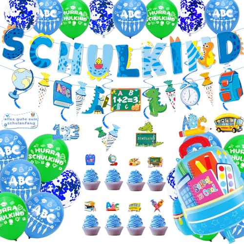 Cheloveer Einschulung Deko für Jungen - Schulanfang Girlande, Luftballon, Schulkind 2024 Geschenk von Cheloveer