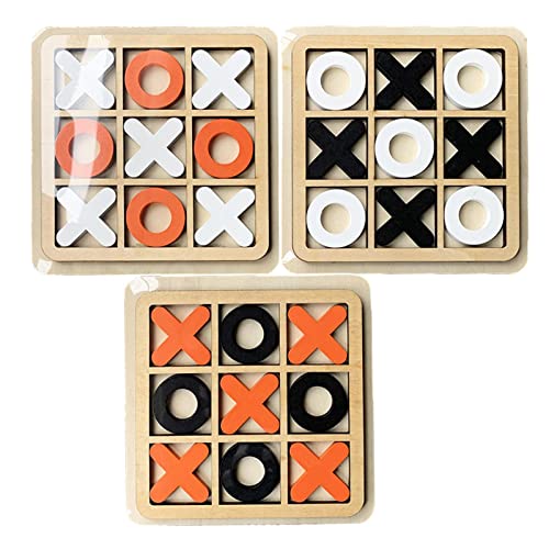 3pcs Tic-Tac-Toe Spiel, Tic-Tac-Toe für Kinder und Erwachsene, Mini Tabletop Holz Brettspiel, konkurrierende X-O Blöcke für Couchtisch Dekor, Partyspiele, Kindergeschenk von Chen0-super