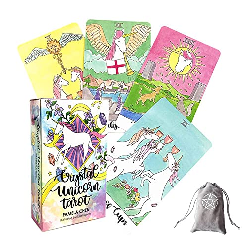 Kristall-Einhorn-Tarotkarten,Crystal Unicorn Tarot Cards with Bag Family Game von ChenYiCard