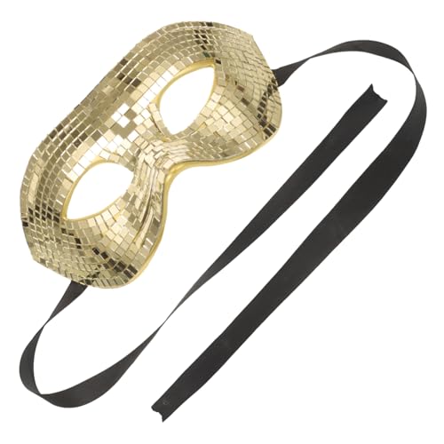 Chencunquangod Half Face Mask Glitter Mirror Facewear Disco Mask for Costumes Accessories Carnival Theme Party (Gold) von Chencunquangod