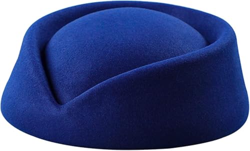 Chencunquangod Stewardess Hut für Damen, Filz, Flugbegleiter, Baskenmütze, Uniform, Cosplay-Zubehör für Damen, Verkleidung (blau) von Chencunquangod