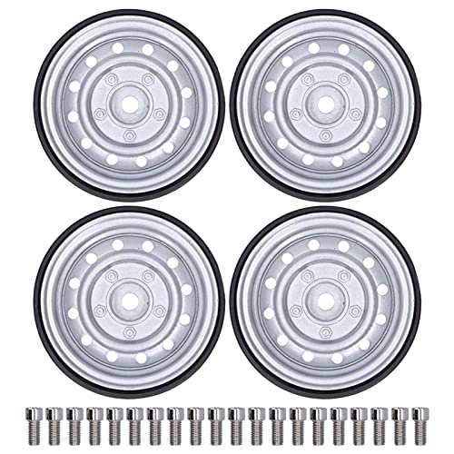 4Pcs RC Crawler Beadlock Wheel Hubs, 12 Holes Metal Replacement Hubs for /, Zinc Alloy Material, Strength and Durability, Reduce Car, Enhance RC Performance (Silver) von ChengyuWei