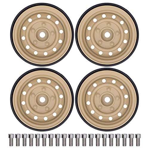 4Pcs RC Crawler Beadlock Wheel Hubs, 12 Holes Metal Replacement Hubs for /, Zinc Alloy Material, Strength and Durability, Reduce Car, Enhance RC Performance (Yellow) von ChengyuWei