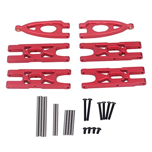 ChengyuWei 1/10 RC Aluminum Front and Rear Suspension Arm Set, Upgrade Accessory for ARRMA Remote Control Car, Lightweight and Durable, Reduces Vibration, Enhances Stability (Red) von ChengyuWei