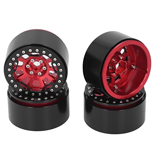 ChengyuWei 4 Pcs 2.2 Inch Aluminum Wheel Hubs for Defender, Stable Running, Strong Support, CNC Processed, Reasonable, Durably (Red) von ChengyuWei