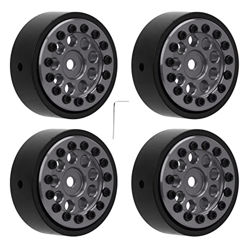 ChengyuWei 4Pcs 1.0 Inch Aluminum Alloy Wheel Hubs for FMS FCX24 1/24 RC Car, 9 Round Hole, Stable Driving, Strong Support, CNC Processing, Reasonable, Durably and Lasting (Ti Color) von ChengyuWei