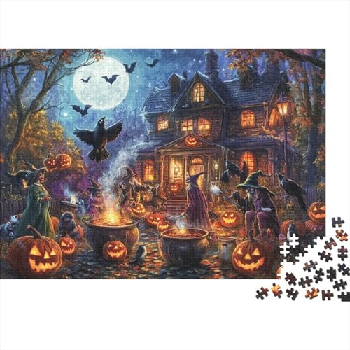 1000 Stück Holzstück Herausforderung Spielzeug|Halloween-Dorf Familienspaß Unmögliches Puzzle Familienspaß Puzzle Für Erwachsene 1000pcs (75x50cm) von ChengzeTCo
