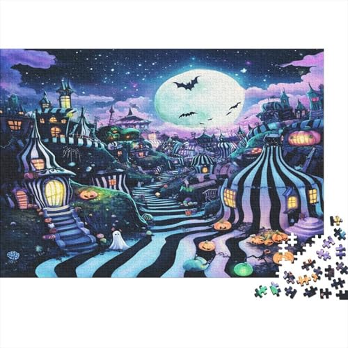1000 Stück Holzstück Herausforderung Spielzeug|Halloween-Dorf Ideal Zur Entspannung Unmögliches Puzzle Familienspaß Für Erwachsene Kinder 1000pcs (75x50cm) von ChengzeTCo