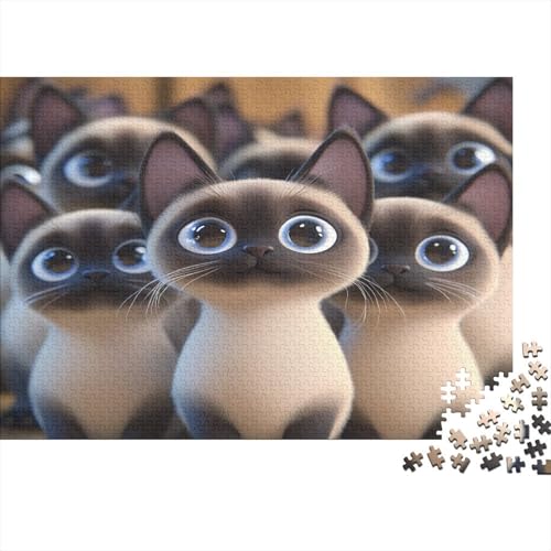 1000 Stück Holzstück Herausforderung Spielzeug|Siamkätzchen Geschenke Für Erwachsene Unmögliches Puzzle Kunstwerk Erwachsene Fesselnd 1000pcs (75x50cm) von ChengzeTCo