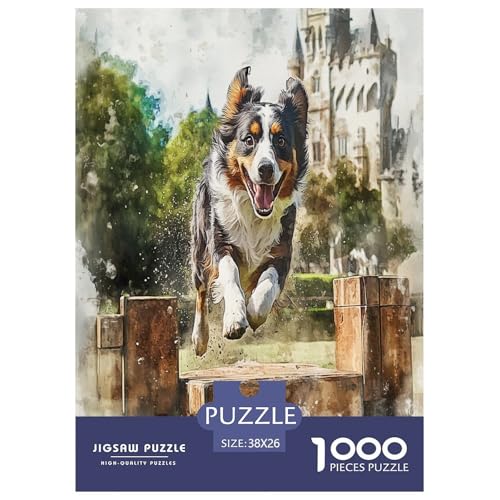 Australischer Schäfer Puzzle 1000 Teile Schwer Puzzle Spielzeug Lernspiel Impossible Herausforderung Spielzeug Für Erwachsene Und Kinder in Bewährter 38x26cm/1000pcs von ChengzeTCo