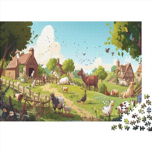Bauernhof Critters Hölzerne Puzzles 500 Teile Jigsaw Puzzle Lebende Tiere Herausforderndes Spiel Für Erwachsene Geschenke Retro Ostern Geschenke 500pcs (52x38cm) von ChengzeTCo