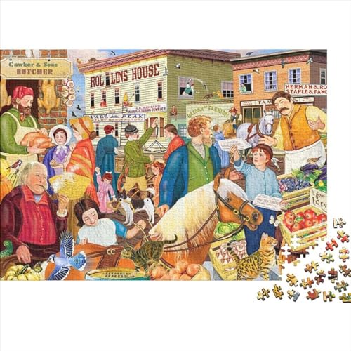 Bauernmarkt Hölzerne Puzzles 1000 Teile Jigsaw Puzzle Unmögliches Puzzle Für Erwachsene Geschenke Heimdekoration Ostern Geschenke 1000pcs (75x50cm) von ChengzeTCo