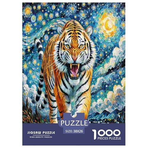 Bengalischer Tiger Puzzle 1000-teilige Schwer Puzzle Spielzeug Lernspiel Impossible Herausforderung Spielzeug Für Erwachsene Und Kinder Ab 12 Jahren 38x26cm/1000pcs von ChengzeTCo